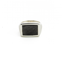 Cargar imagen en el visor de la galería, Anillo Rectangular Signature Obsidiana plata 950
