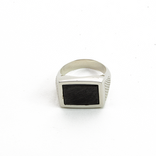 Cargar imagen en el visor de la galería, Anillo Rectangular Signature Obsidiana plata 950