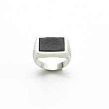 Cargar imagen en el visor de la galería, Anillo Rectangular Signature Obsidiana plata 950