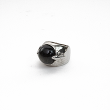 Cargar imagen en el visor de la galería, Anillo Flor de lis Obsidiana, Plata 950