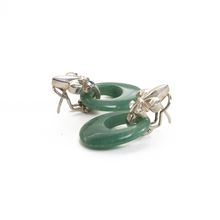Cargar imagen en el visor de la galería, Arete Flor de Lis Cuarzo Verde, plata 950