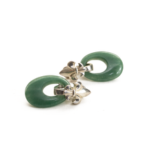 Cargar imagen en el visor de la galería, Arete Flor de Lis Cuarzo Verde, plata 950