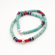 Cargar imagen en el visor de la galería, Collar Estilo Santa Fe Amazonita Azul plata 950