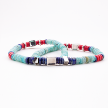 Cargar imagen en el visor de la galería, Collar Estilo Santa Fe Amazonita Cubo Azul plata 950