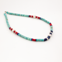 Cargar imagen en el visor de la galería, Collar Estilo Santa Fe Amazonita Cubo Azul plata 950
