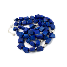 Cargar imagen en el visor de la galería, Collar Lapislázuli 2 Hilos Nuggets plata 950