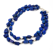 Cargar imagen en el visor de la galería, Collar Lapislázuli 2 Hilos Nuggets plata 950