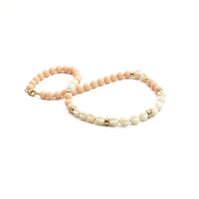 Cargar imagen en el visor de la galería, Collar Coral Rosa y Hueso, plata 950