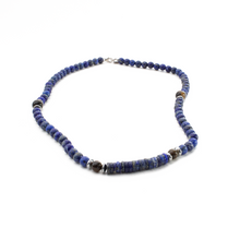 Cargar imagen en el visor de la galería, Collar Lapislázuli con Ojo de Tigre, plata 950