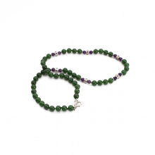 Cargar imagen en el visor de la galería, Collar Jade,Amatista y Zafiros rosas, plata 950