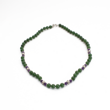 Cargar imagen en el visor de la galería, Collar Jade,Amatista y Zafiros rosas, plata 950