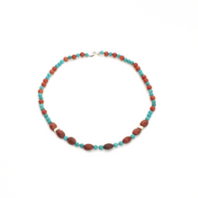 Cargar imagen en el visor de la galería, Collar Coral Esponja, Turquesa, cubo plata 950