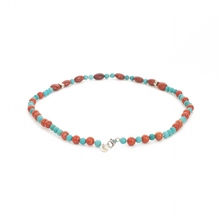 Cargar imagen en el visor de la galería, Collar Coral Esponja, Turquesa, cubo plata 950