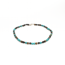 Cargar imagen en el visor de la galería, Collar Unisex Turquesa y ojo de Tigre, plata 950