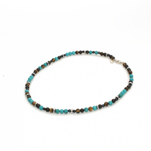 Cargar imagen en el visor de la galería, Collar Unisex Turquesa y ojo de Tigre, plata 950
