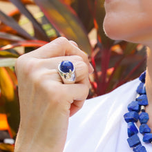 Cargar imagen en el visor de la galería, Anillo Flor de Lis Lapislázuli plata 950