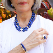 Cargar imagen en el visor de la galería, Collar Lapislázuli 2 Hilos Nuggets plata 950