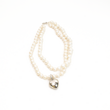 Cargar imagen en el visor de la galería, Collar 2 Hilos Perlas Corazón, plata 950