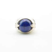 Cargar imagen en el visor de la galería, Anillo Flor de Lis Lapislázuli plata 950