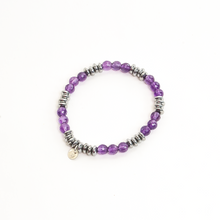 Cargar imagen en el visor de la galería, Pulsera Amatista Facetado con Hematita, plata 950