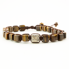 Cargar imagen en el visor de la galería, Pulsera Logo Ojo de Tigre Cubo plata 950