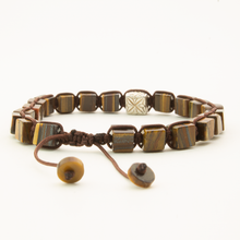 Cargar imagen en el visor de la galería, Pulsera Logo Ojo de Tigre Cubo plata 950