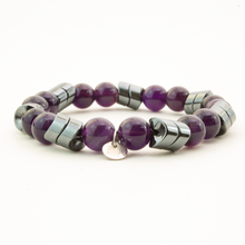Cargar imagen en el visor de la galería, Pulsera Amatista y Hematita Oxford plata 950