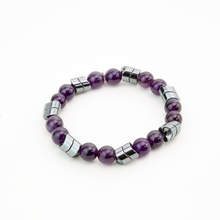 Cargar imagen en el visor de la galería, Pulsera Amatista y Hematita Oxford plata 950
