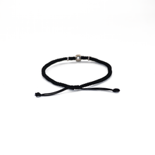 Cargar imagen en el visor de la galería, Pulsera Cráneo Mini Tejida Negro Plata 950