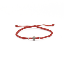 Cargar imagen en el visor de la galería, Pulsera Cráneo Mini Tejida Roja plata 950