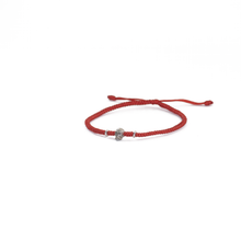 Cargar imagen en el visor de la galería, Pulsera Cráneo Mini Tejida Roja plata 950