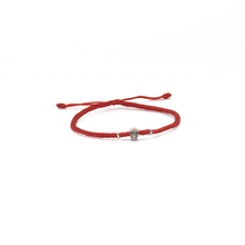 Cargar imagen en el visor de la galería, Pulsera Cráneo Mini Tejida Roja plata 950