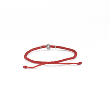 Cargar imagen en el visor de la galería, Pulsera Cráneo Mini Tejida Roja plata 950