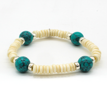 Cargar imagen en el visor de la galería, Pulsera Hueso Turquesa plata 950