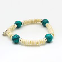 Cargar imagen en el visor de la galería, Pulsera Hueso Turquesa plata 950