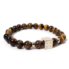 Cargar imagen en el visor de la galería, Pulsera Dado Ojo Tigre plata 950
