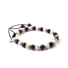 Cargar imagen en el visor de la galería, Pulsera Howlite Granate plata 950