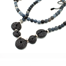 Cargar imagen en el visor de la galería, Collar Ónix Piedra Volcánica plata 950