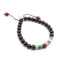 Cargar imagen en el visor de la galería, Pulsera Granate Turquesa plata 950