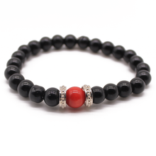 Cargar imagen en el visor de la galería, Pulsera Ónix Coral plata 950