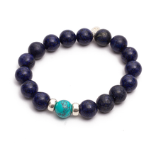 Cargar imagen en el visor de la galería, Pulsera Lapislázuli Turquesa plata 950