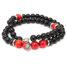 Cargar imagen en el visor de la galería, Collar Ònix y Coral plata 950