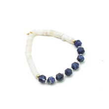 Cargar imagen en el visor de la galería, Pulsera Chaquirona P/Luna Decagonal Lapislázuli Sep Dorado plata 950