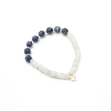 Cargar imagen en el visor de la galería, Pulsera Chaquirona P/Luna Decagonal Lapislázuli Sep Dorado plata 950