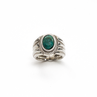 Anillo Intaglio Verde Peruano, plata 950