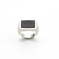 Anillo Rectangular Signature Obsidiana plata 950