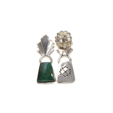 Cargar imagen en el visor de la galería, Arete Penacho Piedra Verde de Peru, plata 950

