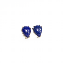 Cargar imagen en el visor de la galería, Arete Broquel Lapislázuli Gota, plata 950
