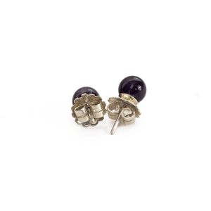 Arete Broquel Amatista, plata 950