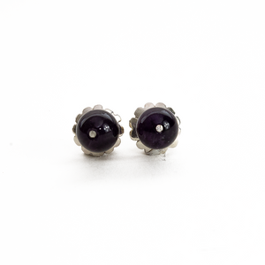 Arete Broquel Amatista, plata 950